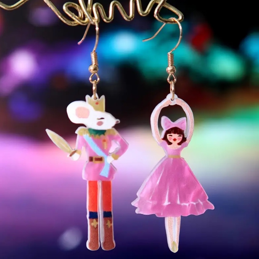 Nutcracker and Pink Ballerina Earrings